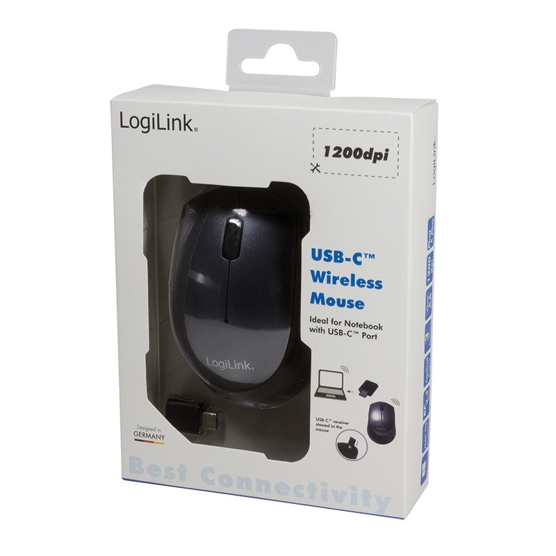 LogiLink Optic Mouse 3D USB-C 3 Button  1200 dpi 2.4 4052792045697 Datora pele