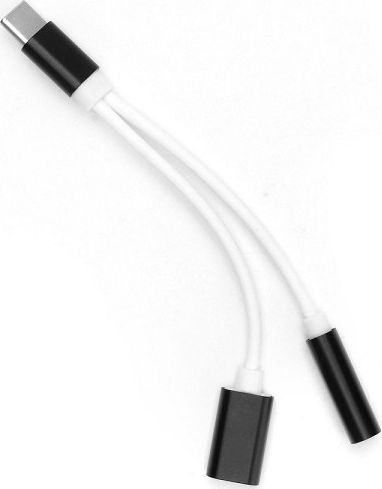 Adapter USB USB-C - Jack 3.5mm + USB-C Czarny  (3925) 3925 (5901737949226)
