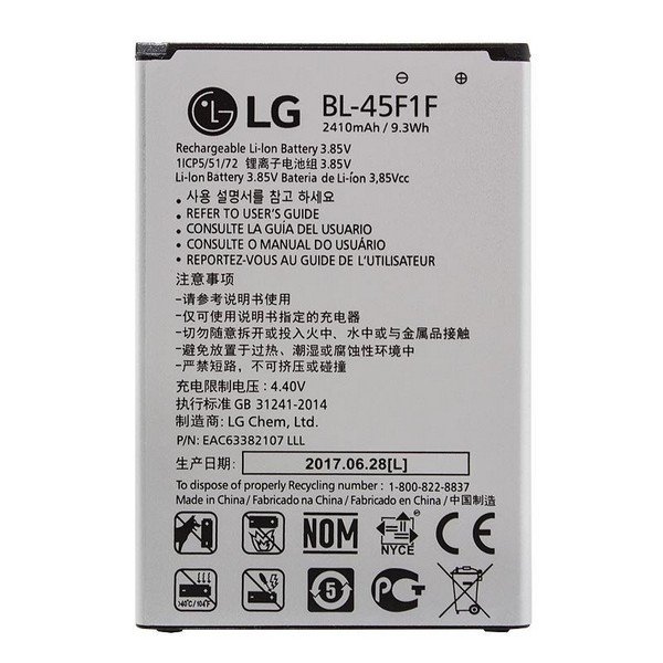 LG BL-45F1F Oriģināla Baterija LG M160 / K4 2017, M200 / K8 (2017) Li-Ion 2410 mAh (OEM) akumulators, baterija mobilajam telefonam