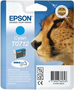 Ink Epson T0712 cyan DURABrite | Stylus D78/92/120/DX4000/4050/4400/4450/500... kārtridžs