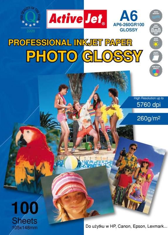 Activejet Papier fotograficzny do drukarki A6 (AP6260GR100) AP6260GR100 (5901452122638) foto papīrs