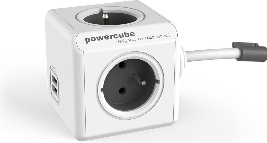 Allocacoc PowerCube USB  Extended 1,5m 2402 Grey UPS aksesuāri
