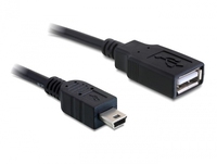 Delock Cable USB 2.0-A female > mini USB male 0,5 m, black USB kabelis