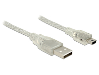 USB Kabel Delock A -> Mini-B St/St 2.00m transparent USB kabelis