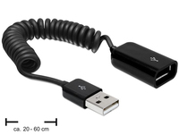 Delock USB EXTENSION CABLE AM-AF 2.0 SPIRAL 20-60CM 83163 USB kabelis