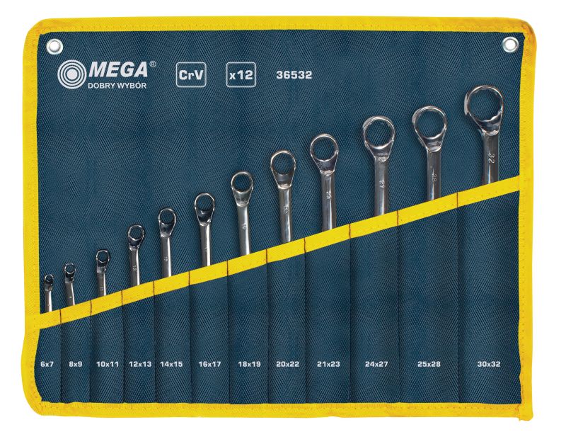 Mega Zestaw kluczy oczkowych odgietych 6-32mm 12szt. (36532) 36532 (5903755365323)