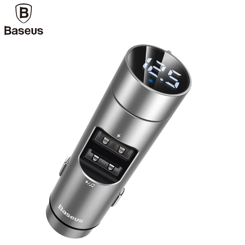 Baseus Bluetooth FM / MP3 transmitters un automašīnas lādētājs ar 2x USB QC3.0 3.1A Sudrabs FM transmiteris
