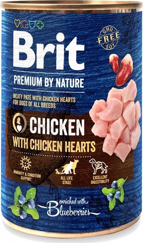 Brit Brit Premium By Nature Chicken & Hearts puszka 400g VAT013970 (8595602538539) barība suņiem