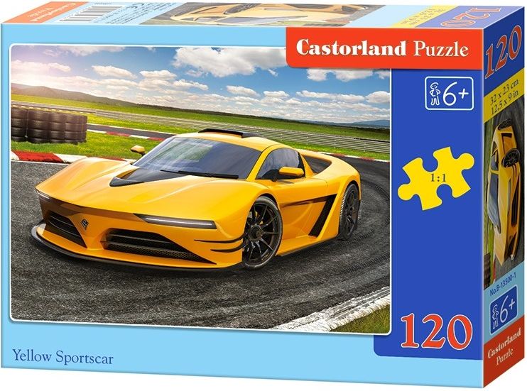 Castorland Puzzle Yellow sports car 120 pieces (13500) puzle, puzzle