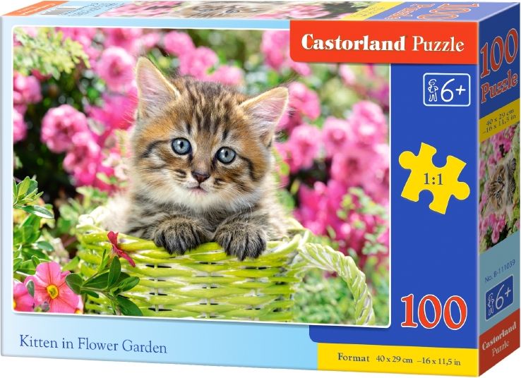 Castorland Puzzle 100 elementow - Kotek w ogrodzie (290197) 30639731 (5904438111039) puzle, puzzle