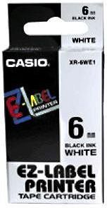 Casio Tasma XR-6WE1, czarny druk/bialy podklad, nielaminowany, 8m, 6mm XR-6WE1 (4971850120469)