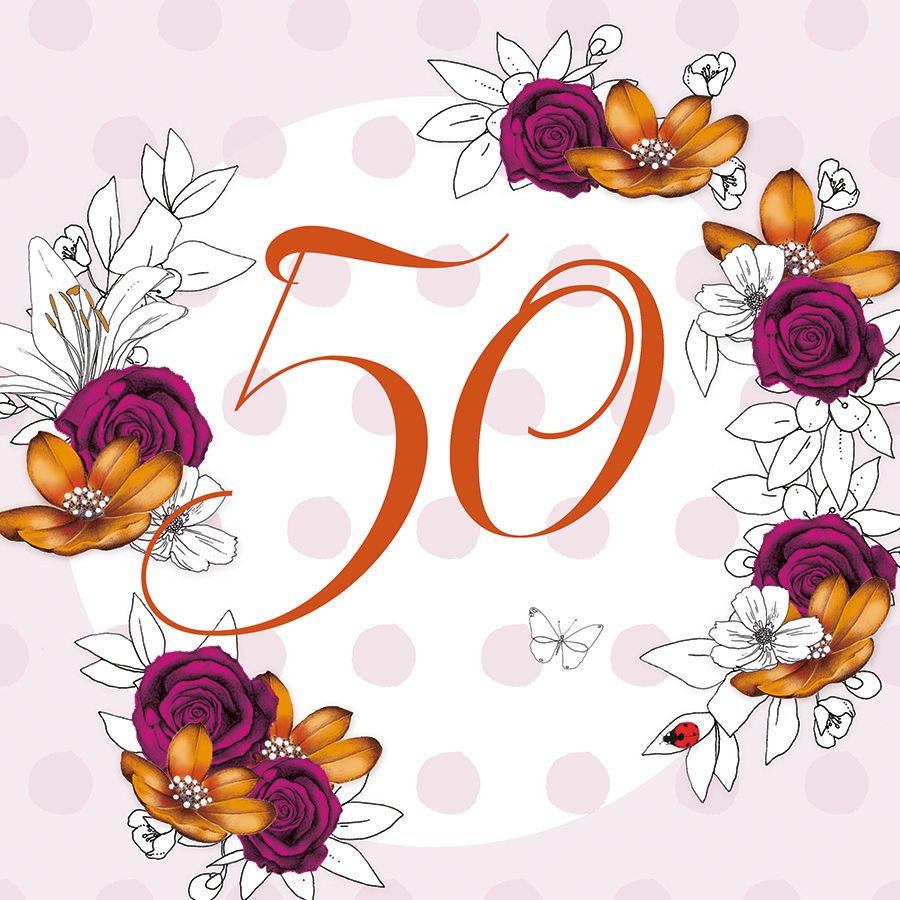 Clear Creation Karnet Swarovski kwadrat Urodziny 50 kwiaty GIFT0984 (5060481571944)