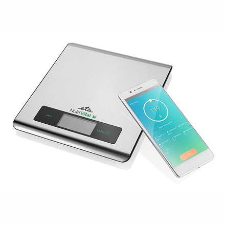 ETA Kitchen scales with smart application  Nutri Vital Maximum weight (capacity) 5 kg, Graduation 1 g, Display type LCD, Silver Virtuves piederumi