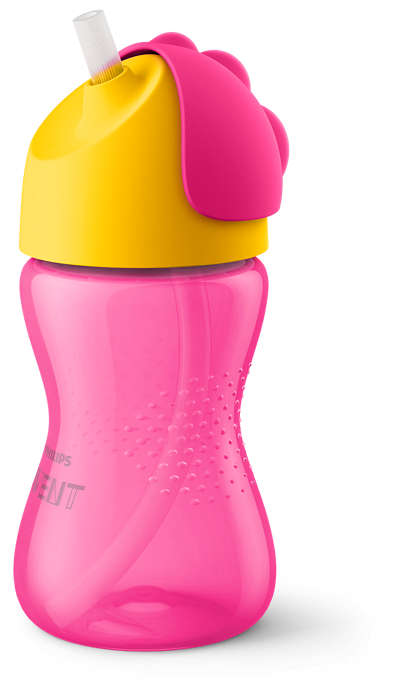 Philips AVENT Krūzīte ar elastīgu salmiņu, 300 ml, 12M+, rozā SCF798/02 piederumi bērnu barošanai