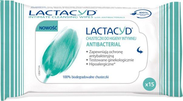 Lactacyd Antibacterial Chusteczki do higieny intymnej 1op.- 15szt 673584 (5391520943584) kosmētika ķermenim