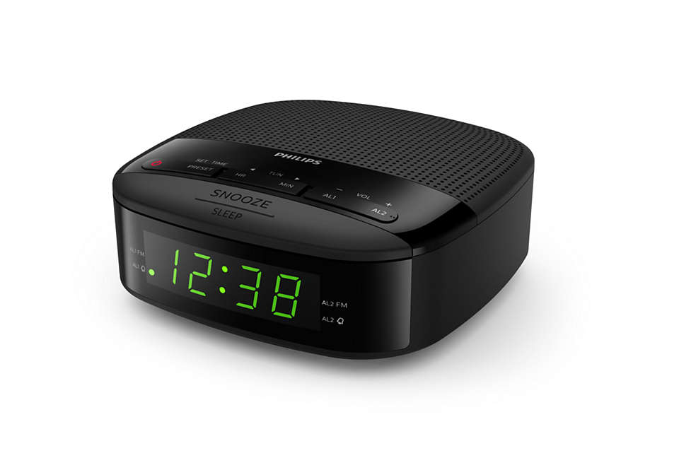 Philips Digital tuning clock radio TAR3205/12 FM tuner, sleep timer, dual alarm, AC powered, battery back-up radio, radiopulksteņi