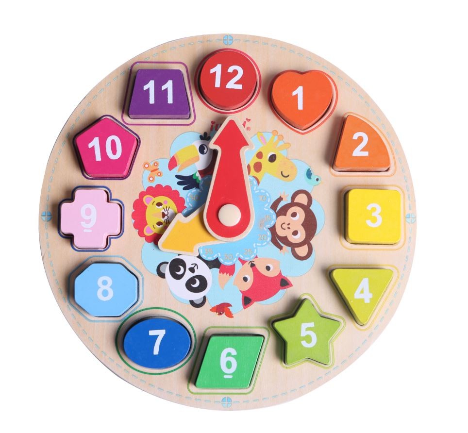 iWood Clock wooden puzzle for learning bērnu rotaļlieta