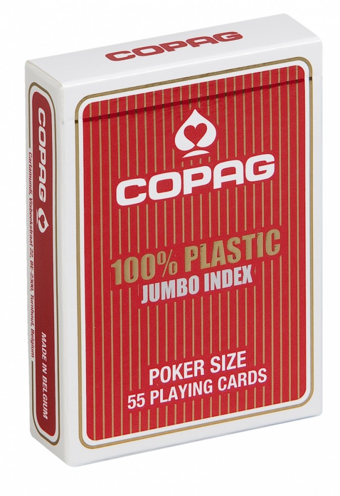 CARTAMUNDI Cards Poker 100% Plastic PKJ4. Red deck, large index in 4 corners puzle, puzzle