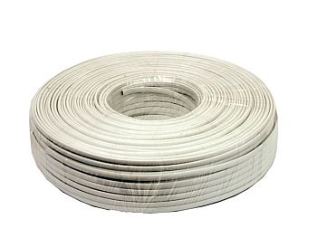 Gembird flat telephone cable stranded wire 100m, white kabelis, vads