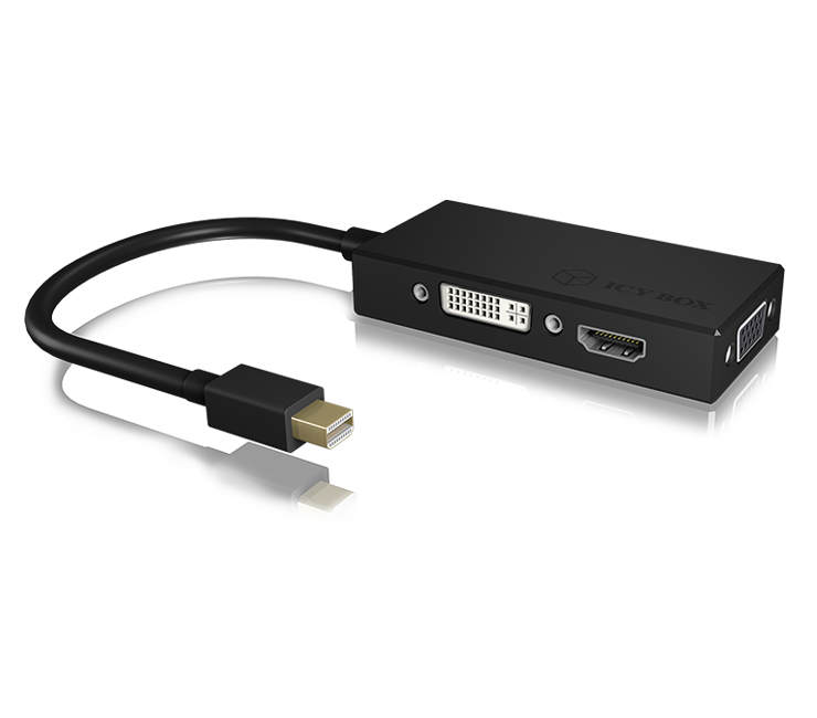 Adapter IcyBox DisplayPort 1.2 -> VGA/HDMI/DVI-D IB-AC1032 retail adapteris