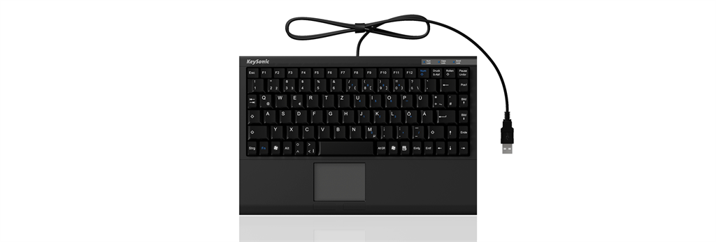 Izpārdošana - IcyBox KeySonic ACK-540U+ (US) Mini keyboard, smart touchpad, USB 2.0, Black (ir veikalā) klaviatūra