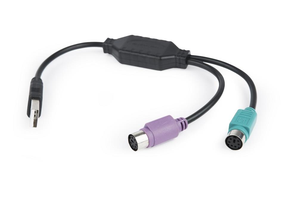 Gembird USB to 2 ports PS/2 converter USB A plug/2 x MDIN 6F 30cm cable black