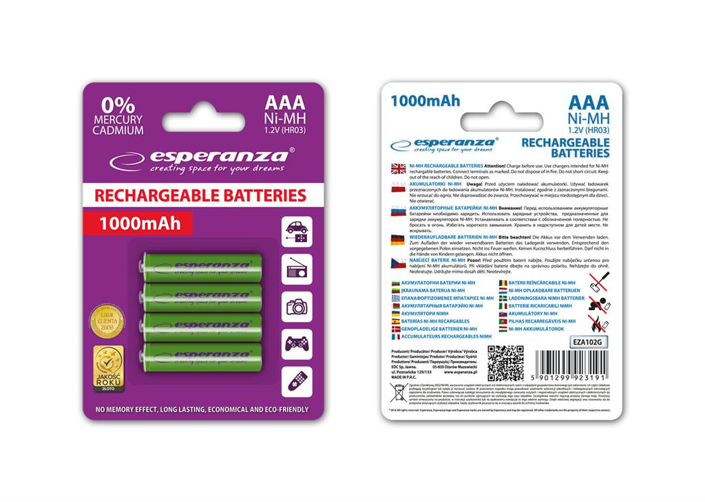 Esperanza Battery green AAA / R03 1000mAh 4 pcs. Baterija