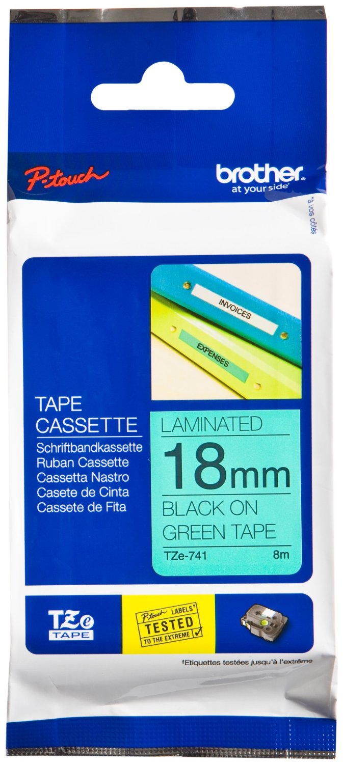 Tape Brother 18mm BLACK ON GREEN