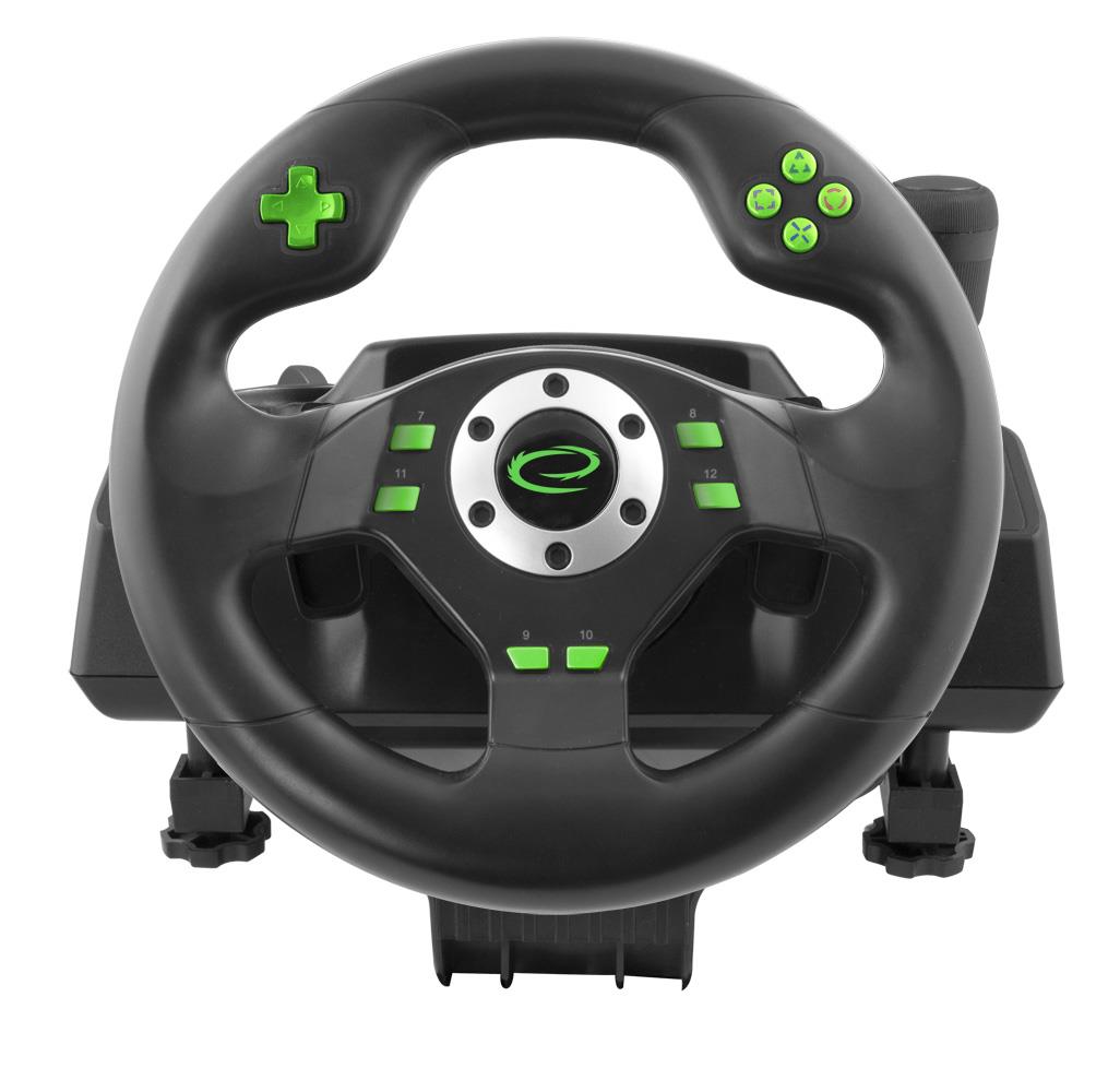 Esperanza EGW101 Black, Green USB Steering wheel Digital Playstation, Playstation 3 spēļu konsoles gampad