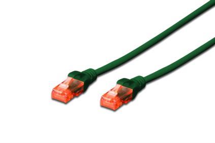 DIGITUS Premium CAT 6 UTP patch cable, Length 1,0m, Color green kabelis, vads