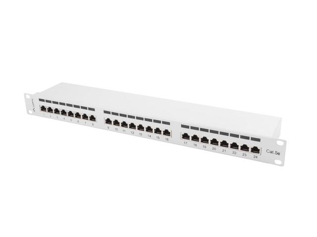 Patch Panel 24 Port     1U Cat.5E gray shield Serveru aksesuāri