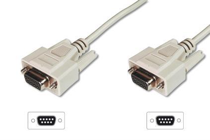 ASSMANN RS232 Connection Cable DSUB9 F (jack)/DSUB9 F (jack) 3m beige kabelis video, audio