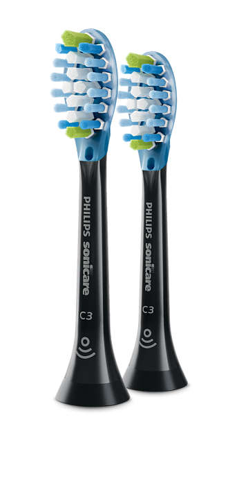 Philips Sonicare C3 Premium Plaque Control Standard zobu sukas uzgalis (2gab) melns HX9042/33 mutes higiēnai