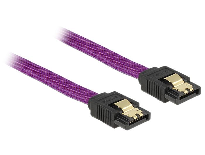 Delock SATA cable 6 Gb/s 100 cm straight / straight metal purple Premium kabelis datoram