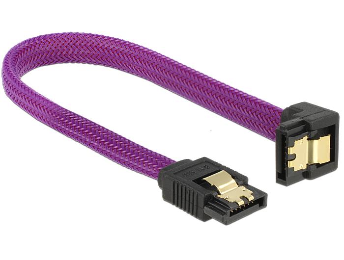 Delock SATA cable 6 Gb/s 20 cm down / straight metal purple Premium kabelis datoram