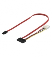 goobay S-ATA 2in1 Datensignal + Stromadapter, Cable orange, 50 cm kabelis datoram