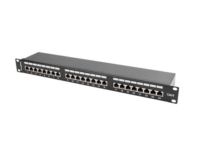 Patch Panel 24 Port     1U Cat.6 black shield Serveru aksesuāri