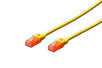 DIGITUS Premium CAT 6 UTP patch cable, Length 0,5m, Color yellow kabelis, vads