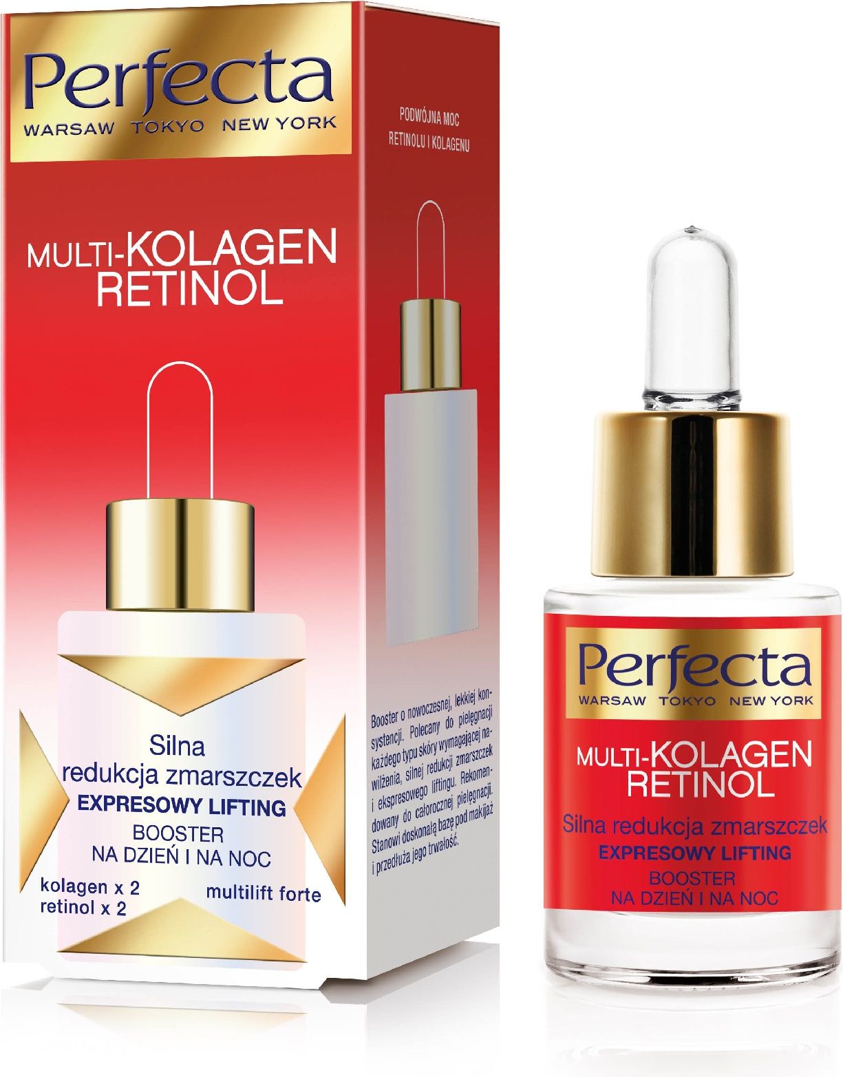 Perfecta Serum do twarzy Multi-Kolagen Retinol Booster redukujacy zmarszczki 15ml 070861 (5900525050861) kosmētika ķermenim