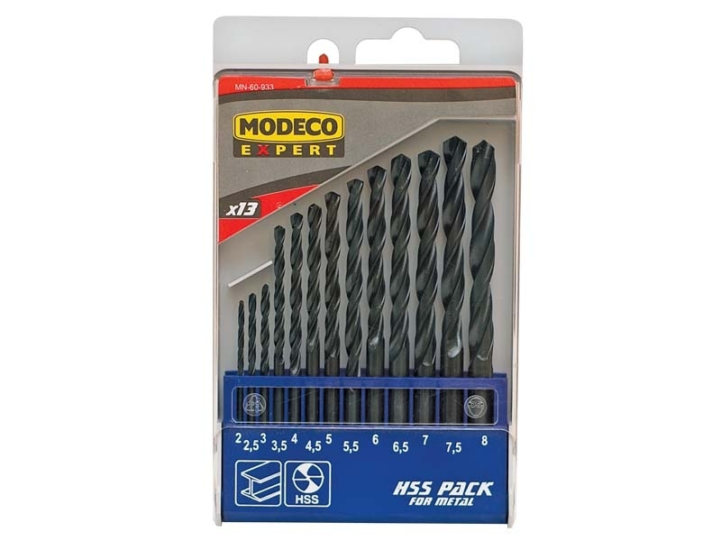 Wiertlo Modeco do metalu HSS walcowe 2 7 4,5 4 5,5 5 3 2,5 3,5 6 6,5 7,5 8mm zestaw (MN-60-933) MN-60-933 (5906757907287)