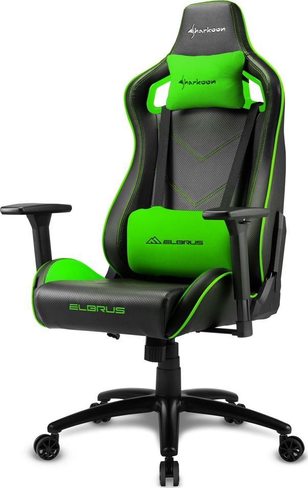 Sharkoon Elbrus 2 Gaming Seat black/green datorkrēsls, spēļukrēsls