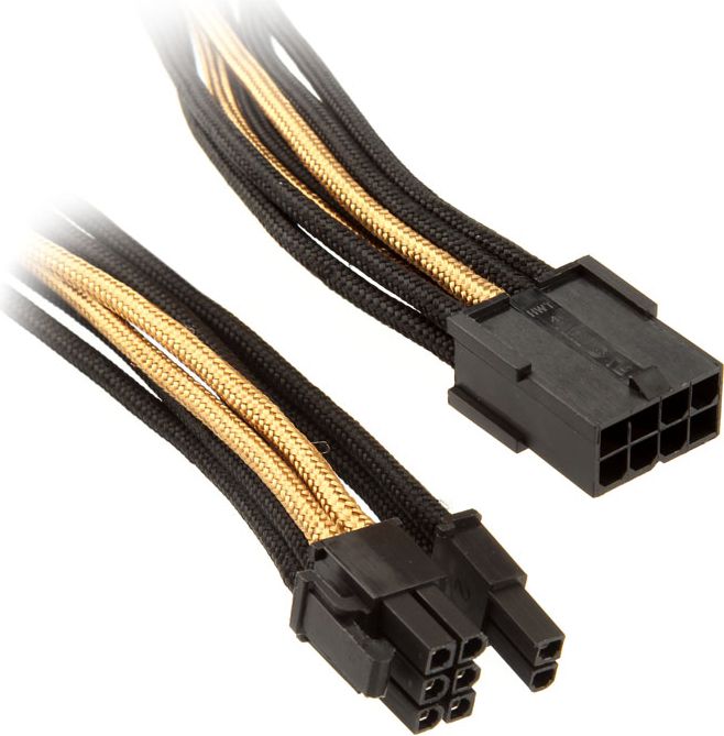 Silverstone PCI-8-Pin zu PCIe-6+2-Pin Kabel, 250mm - black/gol kabelis datoram