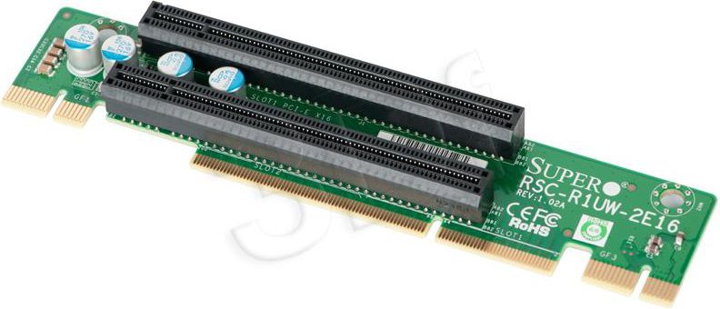 SuperMicro Karta Riser 1U 2x PCIe x16 (RSC-R1UW-2E16) RSCR1UW2E16 (0672042093311) aksesuārs datorkorpusiem