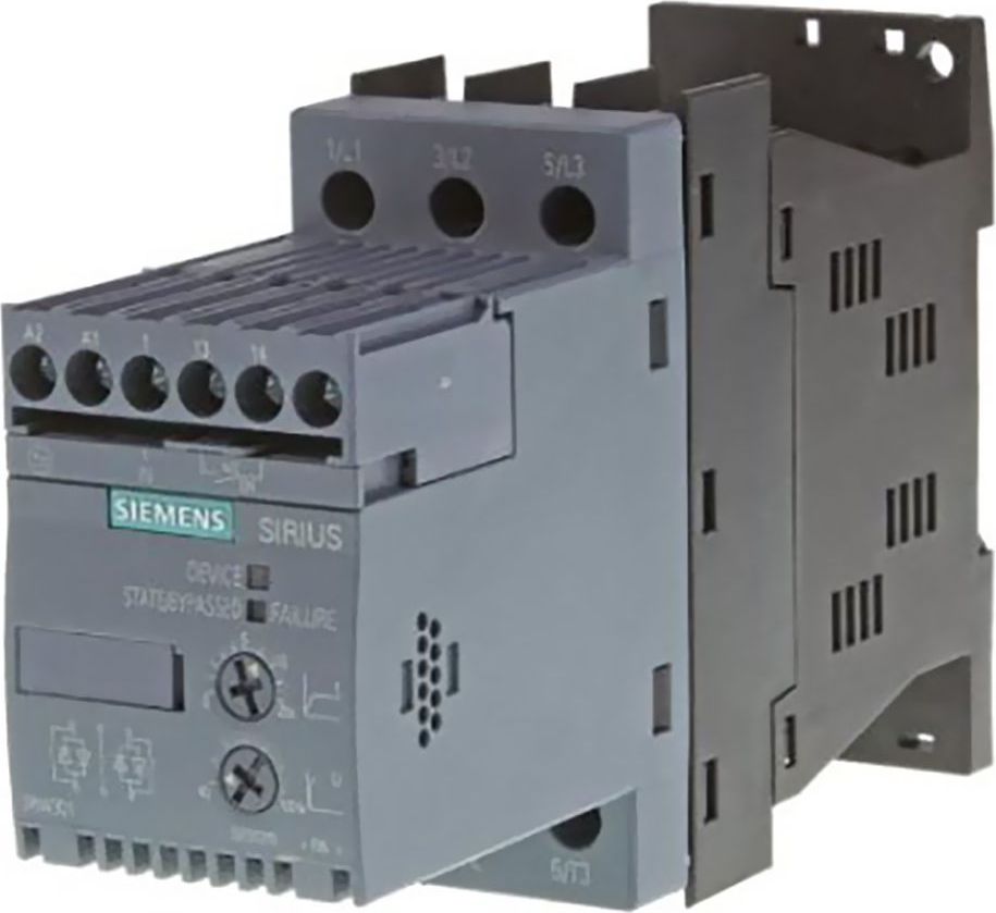 Siemens Softstart 3-fazowy 200-480VAC 17,6A 7,5kW/400V Uc=110-230V AC/DC S00 (3RW3018-1BB14) auto akumulatoru lādētājs