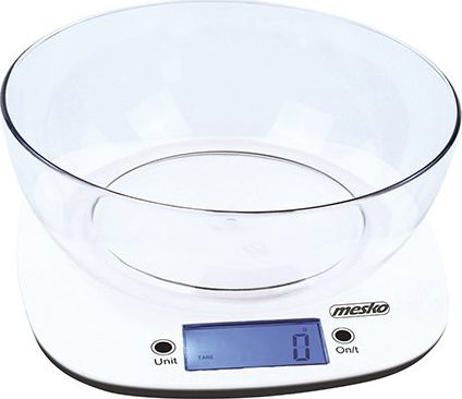 Mesko Scale with bowl MS 3165 Maximum weight (capacity) 5 kg, Graduation 1 g, Display type LCD, White 5902934834681 virtuves svari