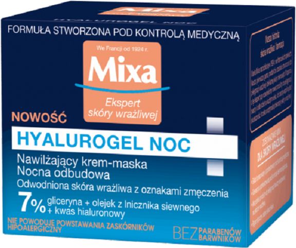 Mixa Krem do twarzy Ekspert Skory Wrazliwej Hyalurogel Noc nawilzajacy 50ml 3600550950670 (3600550950670) kosmētika ķermenim