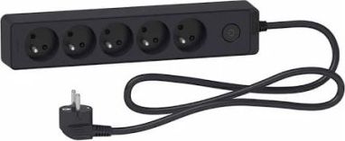 Schneider Electric Odace surge protector 5 sockets 1.5 m black (ST9351B) elektrības pagarinātājs