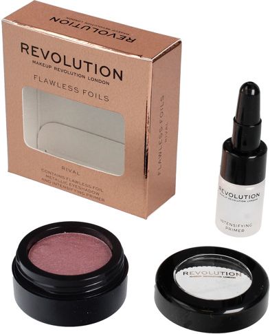 Makeup Revolution Flawless Foils Metaliczny cien do powiek + baza Rival 7321012 (5057566021012) ēnas