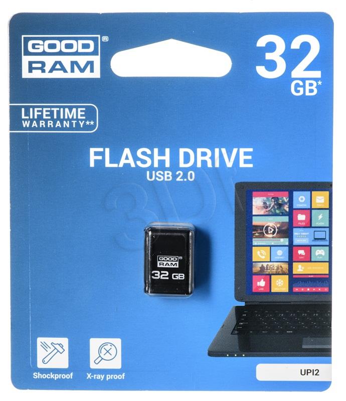GOODRAM PICCOLO 32GB    USB2.0 Black USB Flash atmiņa