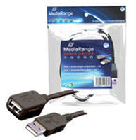 USB-Kabel MediaRange Verl.   AA St/Bu 3.00m black USB kabelis